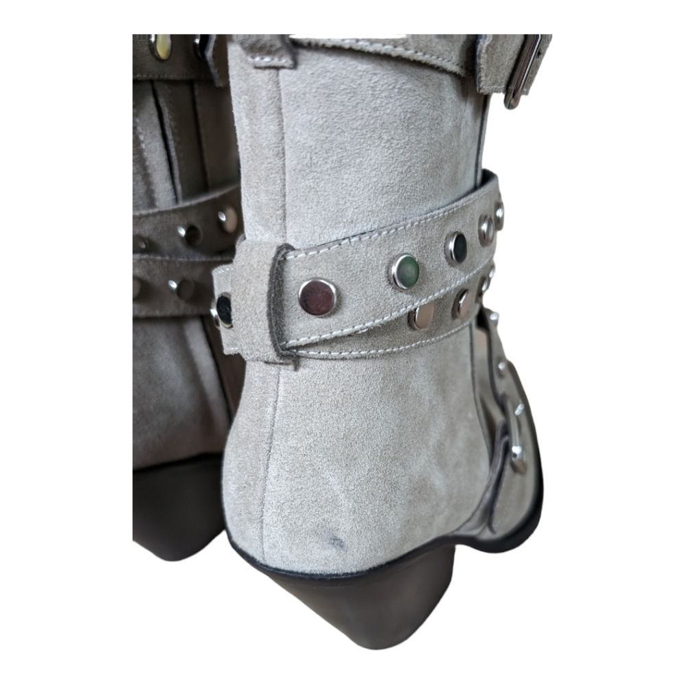 Iro Bonobal Wrap Around Strap Boots in Gray Suede Size EU 37 US 6.5 Like new - Picture 5 of 9